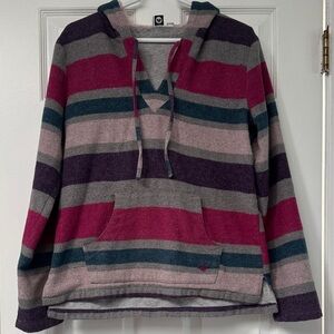 Women’s Roxy Striped Hooded Sweater Thick Lined Boho striped